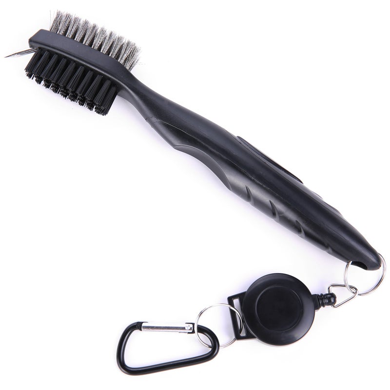 Mile High Life Microfiber Waffle Pattern Golf Towel | Club Groove Cleaner Brush | Foldable Divot Tool with Magnetic Ball Marker (Navy Towel/Brush/Bone Divot) - Image 4